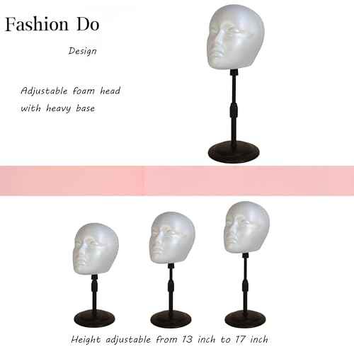 2 PACKS Adjustable wig or hat styrofoam mannequin head holder stand (13¡±to 17¡±)