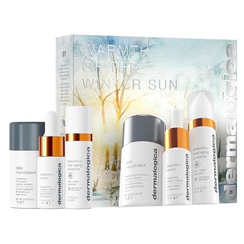 Dermalogica Warmth of the Winter Sun ? Travel Sized Skin Care Set Includes Face Exfoliants, Facial Serum, and Moisturizer with SPF