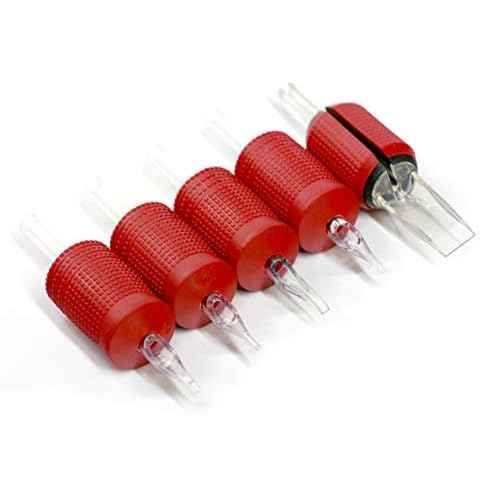 25mm (1 Inch) Ultra Premium Clear Disposable Tubes w/Red Soft Silicone Grip- 20 Pack, Open Face Magnum Tip (9M1)
