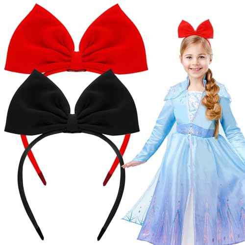 enop Red & Black Bow Headband for Women Girls,Halloween Bow Headband Cute Red Hair Bows Headands Fancy Bows Headdress for Valentine Christmas Party Costumes Headpieces