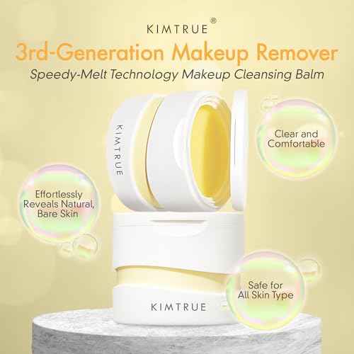 Kimtrue 3rd Generation Meltaway Cleansing Balm - Makeup Remover Balm for All Skin Types - Gently Meltaway Mascara, Eyeliner and Makeup - Oil Face Cleanser - Hydrating, Fragrance-Free - 3.38 oz