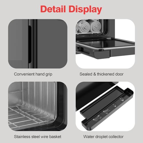 Hot Towel Warmer, 5L Towel Warmer Cabinet, Small Towel Heater with Stainless Steel Rack, Professional Towel Heating Box, Use for Spa, Beauty Salon, Barber, Massage, Gym, Home (Black)