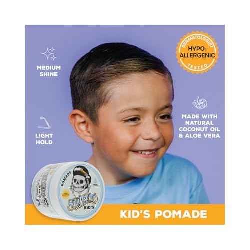 Suavecito Kid's Pomade Calming Chamomile Scent Light Hold 4 oz. - Water Based Flake Free Hair Gel - Dermatologist-Tested, Hypoallergenic Formula - Free of Sulfates, Parabens, and Phthalates