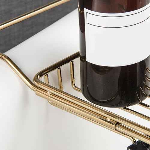 Stainless Steel Bathtub Caddy Tray, Expandable Bath Tub Tray Table, Adjustable Bathroom Tray, Bath Organizer Tub Shelf,Black,26.8~35.4in