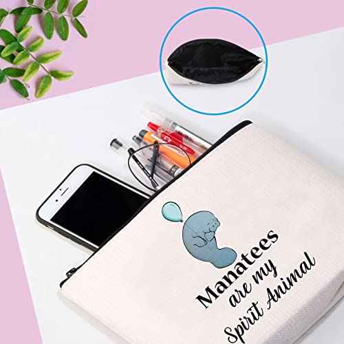 GJTIM Manatee Gift Sea Cow Gift Manatees Cosmetic Bag Manatees Are My Spirit Animal Zipper Pouch Bag Gifts for Sea Creature Lovers (Spirit Manatees Bag)