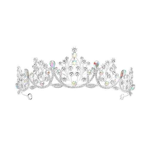 Crown Headpiece Headband Tiara for Girl Bride Wedding Hair Accessories for Bridal Birthday Party Christmas New Year Gifts Hair Band Silver