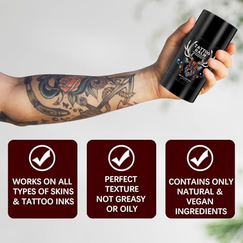 Tattoo Aftercare Butter Balm, 2.6 oz, Old & New Tattoo Moisturizer Healing Brightener for Color Enhance, Natural Organic Tattoo Cream