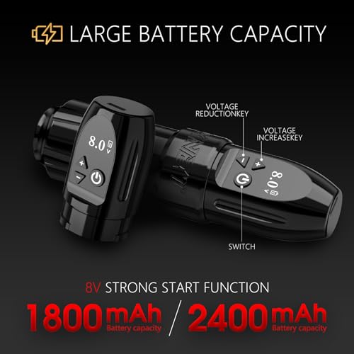 Xnet Wilk Cordless Tattoo Gun Machine Brushless Motor Straight Drive Bar - 2400mAh Capacity Battery Rotary Tattoo Pen with Digital Display for Professional Tattoo Artists & Beginners