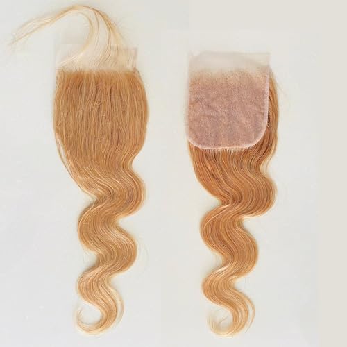 Honey Blonde Closure 5X5 Lace Closure Color #27 Closure 10a Human Hair Natural-Hair-Line Pre Plucked With BabyHair 22 Inch