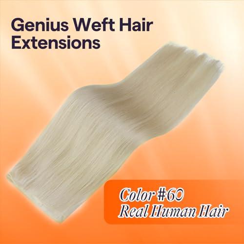 Full Shine Hand Tied Hair Extensions Human Hair Blonde Hair Weft Premium Remy Real Human Hair 60g Sew in Human Hair Extension Real Human Hair for Women 22 Inch