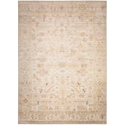 Nourison Home Vintage Washables Beige 4' x 6' Area Rug - Easy Clean, Non Shedding, Bed Room, Living Room, Dining Room, Kitchen (4' x 6')