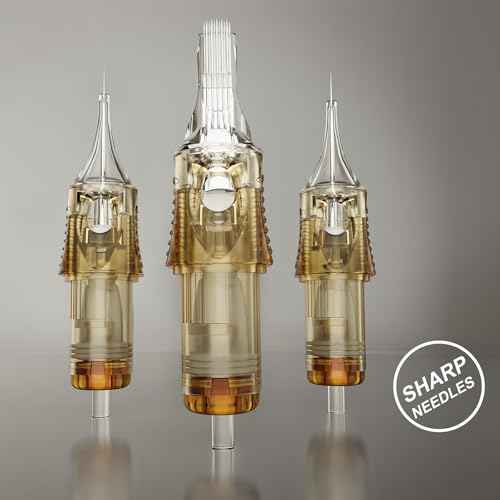 PEPAX Lance Tattoo Needles Cartridge 1017CML - 20Pcs Tattoo Cartridge Needles #10 Bugpin 17 Curved Magnum Tattoo Cartridges Diameter 0.30mm Long Taper 5.0mm Safety Membrane Makeup Tattoo Machine