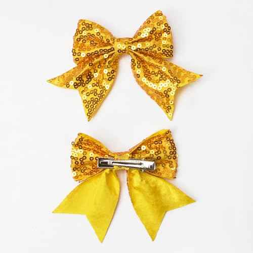 3-inch Sequined Bow Hair Clips For Baby Girls, Toddler, Kids and Young Women Birthday Party Wedding Christmas Occasions Pet Accessories Set of 2 (Turquoise)