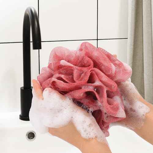 4 Pack Bath Sponge, Bath Shower Loofahs Mesh Pouf Sponge Body Scrubber Exfoliator Scrubber - 50g/Piece