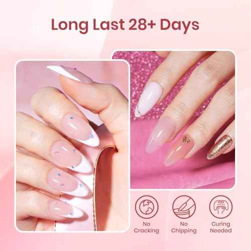 Beetles Poly Nail Gel Kit - 6 Colors Jelly Nude Extension Kit with Slip Solution Builder Nail Enhancement for Beginner & Professional Long Lasting DIY Home Christmas Gift for Women, UV & LED Needed