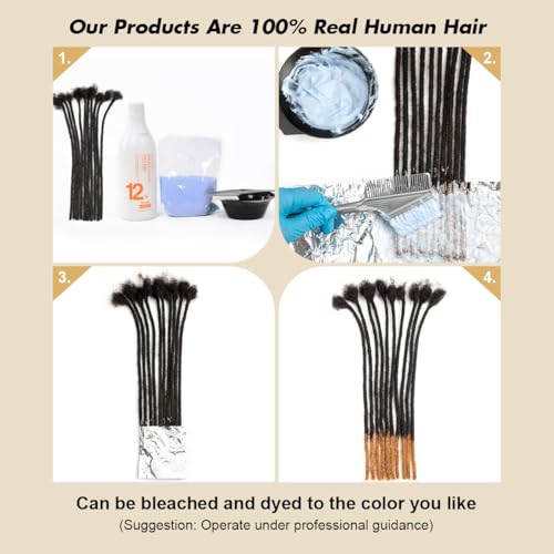 12 inch 40 Strands Loc Extensions Human Hair, Real 0.6cm Width Human Hair Dreads Extensions for Man/Women Full Handmade Dreadlocks Can be Dyed(613)