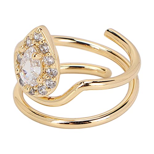 Nail Rings, Rhinestone Nail Rings Nail Art Fingernail Rings Fingernail Opening Ring Nail Decoration Finger Tip Rings Jewelry Fingernail Protective Cover Nail Accessories for Parties Wedding(3054 Gold)