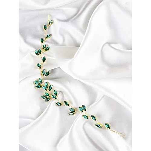 Simple Rhinestone Headband Green Red Wedding Hair Accessories for Brides Bohemian Tiaras for Women and Girls Goddess Costume Hair Decoration Party Christmas Prom Bridesmaid Gifts(Green)