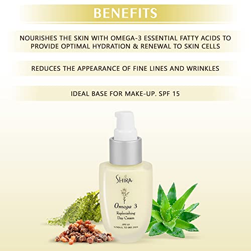 Shira Omega 3 Replenishing Day Cream 2oz ? Anti-Aging Face Moisturizer for Normal to Dry Skin ? Hydrating Day Cream Helps Reduce Fine Lines, Wrinkles, and Prevent Sun Damage ? Nourishing Skincare