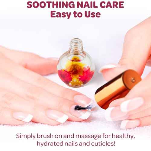 JIASHENG Cuticle Oil, Cherry Scented Cuticle Nail Oil Infused with Real Flowers, Hydrates, Moisturizes, Strengthens, Repairs, Revitalizing Cuticle Oils for Nails Damage Dry Cuticle, 15ml