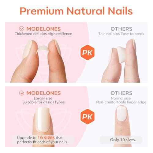 Modelones Press on Nails, Red Chrome French Short Square Fake Nails, Reusable Nail Kit with Nail Glue Adhesive Tabs Mini Nail File, Nails Press Ons 32Pcs16 Sizes