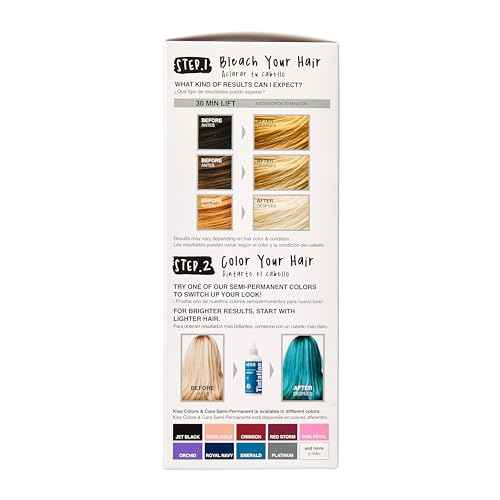 KISS Lift Up Complete Hair Bleach & Icy Silver Toner Kit, Gentle Conditioning Formula that Reduces Brassiness, Complete 6-Pc DIY Bleach Kit, ICE