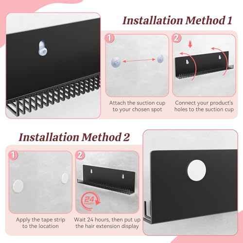 Hair Extension Holder for Styling Hair Stands Stainless Steel Hair Extension Display Hair Hanger Tool for Washing, Clip-In, Tape-In Extensions, Coloring and Blow-Drying of Weft