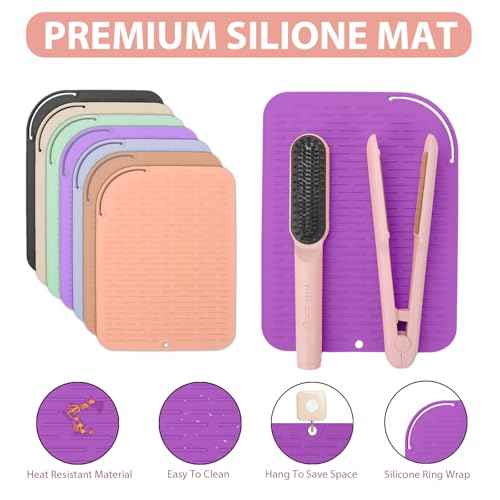 Large Silicone Heat Resistant Mat, Portable Travel Hot Hair Tools Holder Pad for Curling Iron, Flat Iron, Hair Straightener and Other Styling Tools(12.0" x 9.0")