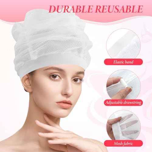 Net Plopping Cap for Drying Curly Hair,Diffuser Cap for Curly Hair,Djustable Net Hairs Plopping Bonnet Curlys Hairs Bonnet Nets Ploppings Caps for Fast Drying (White,Size:45x30cm/17.72 x 11.81inch)