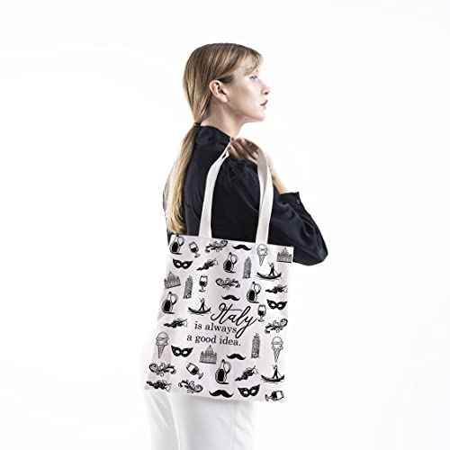 Italy Travel Gift Bag - Is Always A Good Idea - Zipper Pouch Makeup Bag (White Tote)