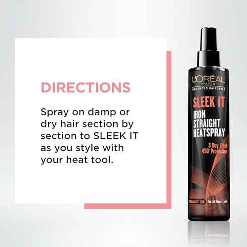 L'Or?al Paris Advanced Hairstyle Sleek It Iron Straight Heat Spray, 5.7 Ounce