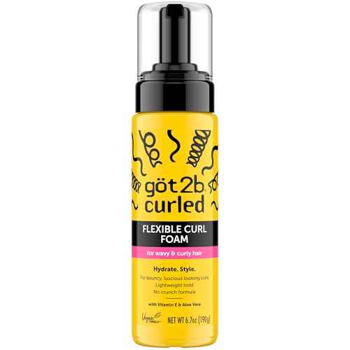 Got2B Curled Flexible Curl Foam, 6.7 Fl Oz, Hair Mousse for Frizz Control and Heat Protection, Lightweight Hold, No-Crunch Definition for Wavy & Curly Hair Styling, Aloe Vera & Vitamin E Infused