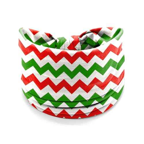 4Pcs Christmas Headbands for Women - Xmas Tree Holiday Hair Bands, Red Green Bow Festive Present Hair Accessories