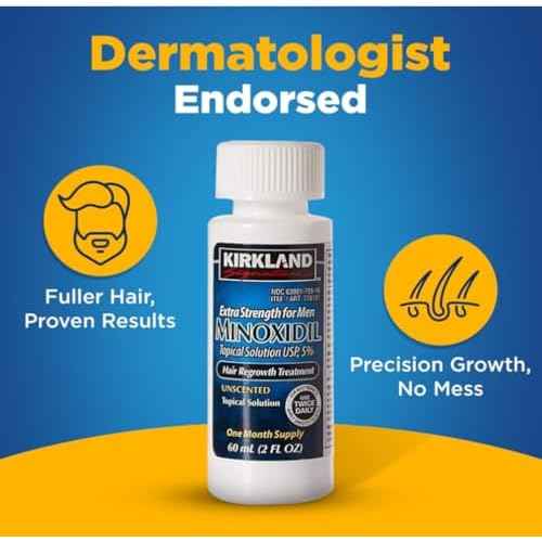 KIRKLAND SIGNATURE Minoxidil 5% Hair Regrowth Treatment for Men | 6 Months Supply | Topical Solution | Extra Strength | Clinically Proven | Unscented Drops | Dropper & Sprayer Included