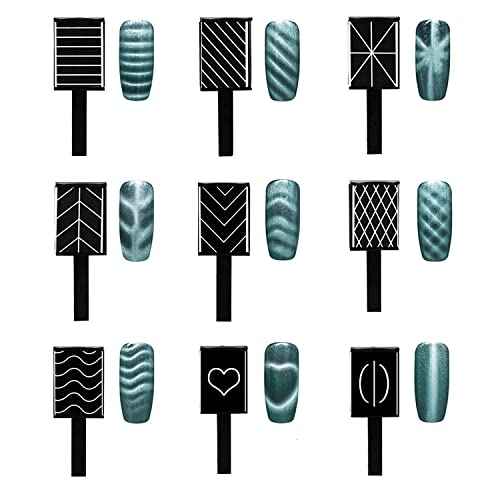 SILPECWEE 15Pcs Nail Magnet Set Cat Eye Gel Nail Polish Magnet Wand Magnetic Nail Polish Cat Eye Magnet for Nails Cat Eye Magnets Sticks Nail Design Tools Nail Art