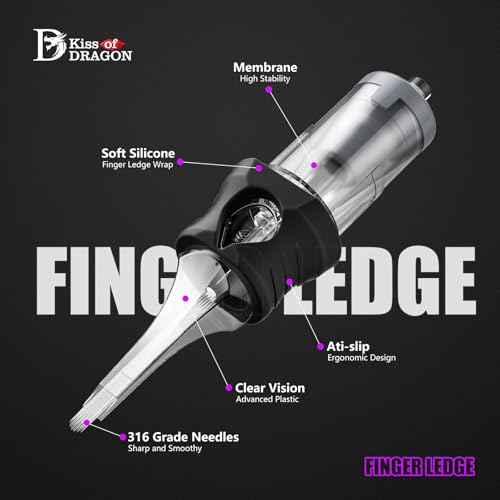 Kiss of Dragon Finger Ledge Cartridges Tattoo Needles #12 0.35mm 13 Curved Magnum Standard Disposable Tattoo Cartridges 20Pcs Needles for Professional Rotary Tattoo Pen Machine Supply (1213RM)