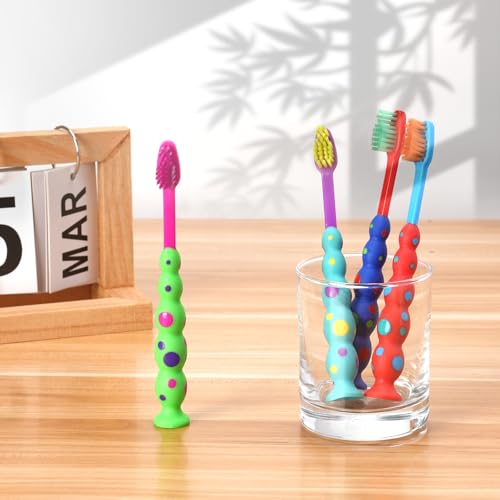 200 Pack Kids Toothbrush Soft bristles Toddler Lovely Toothbrush with Suction Cup Bulk, Includes Travel Covers, Individually Wrapped Toothbrushes for Kid Home School Daycare Camp (Candy)