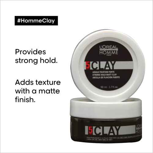 L'Or?al Professionnel Paris Men¡¯s Styling Clay - For All Hair Types, Provides Strong Hold and Matte Finish