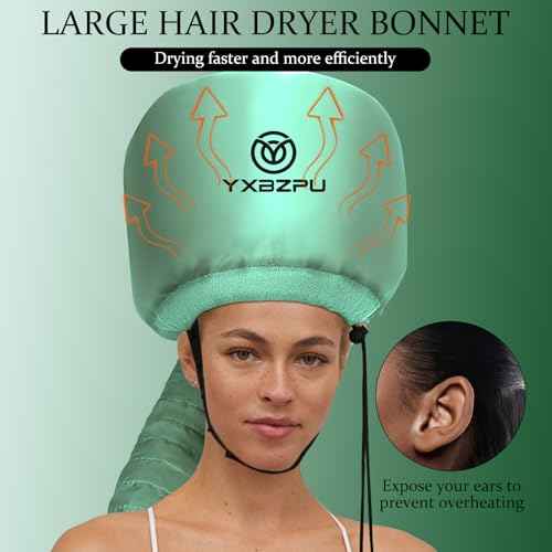 Bonnet Hair Dryer,Hooded Hair Dryer Hooded Diffuser Cap for Curly,Speeds Up Drying Time,Safety Deep Conditioning at Home (Green)