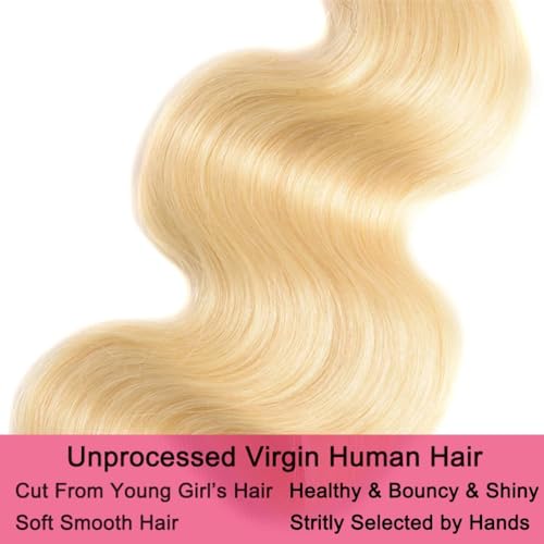 613 Blonde Body Wave Bundles 22 24 26inch Brazilian Virgin Hair Blonde Body Wave 3 Bundles Human Hair Weave for Black Women£¨#613 Bleach Blonde£©
