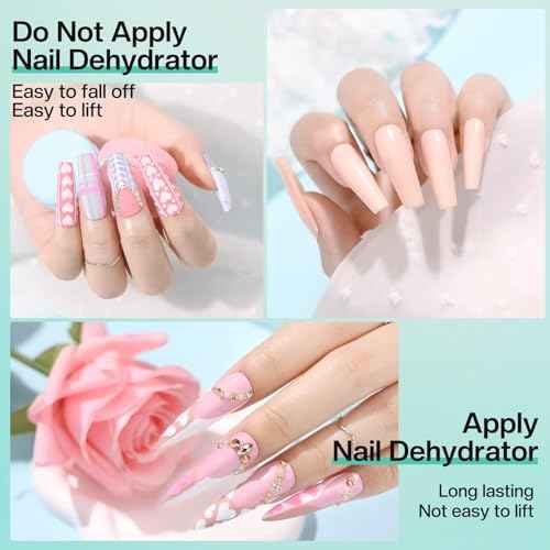 Morovan Acid Free Professional Nail Dehydrator Prep for UV Gel Polish Acrylic Nails Fast Dry Natural Nail Primer Base Varnish Manicure Bonder 0.5 oz