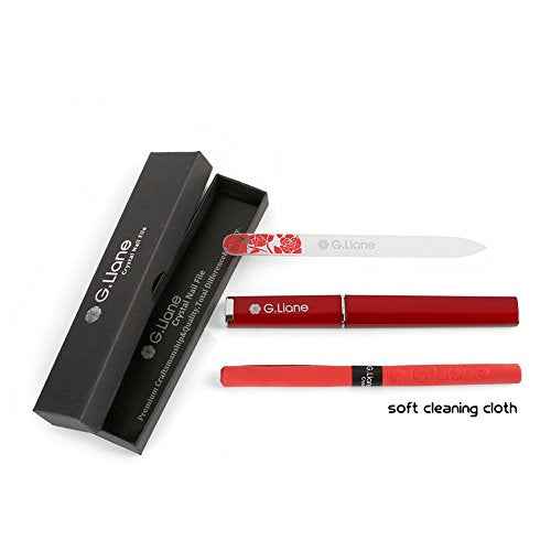 Premium Glass Nail File with Case Professional Crystal Fingernail Files Perfect Manicure Set for Women Men Kids Nail Care Gift Set(Rose Red)