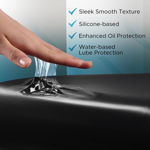 Black Vinyl Queen Waterproof Fitted Massage Bed Sheet with Side Pocket | Mattress Protector, Bed Cover for Nuru Massage - Oil, Water-Based, Silicone Safe | 60'' x 80'' + 15.7'' Deep Pocket