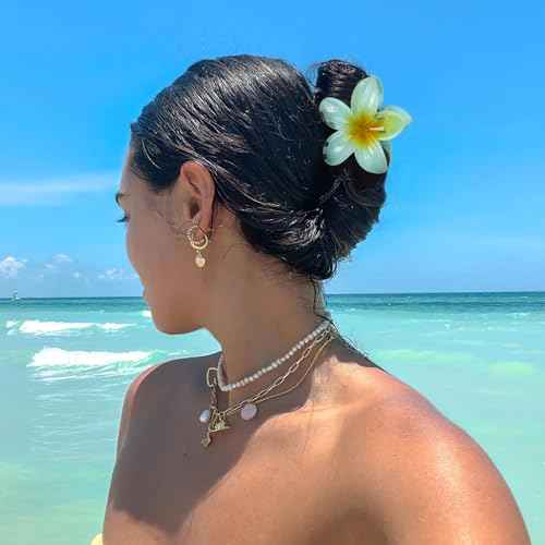 6 Pcs Flower Hair Claw Clips - Hawaiian Hair Clips for Women, Cute Summer Beach Hair Accessories