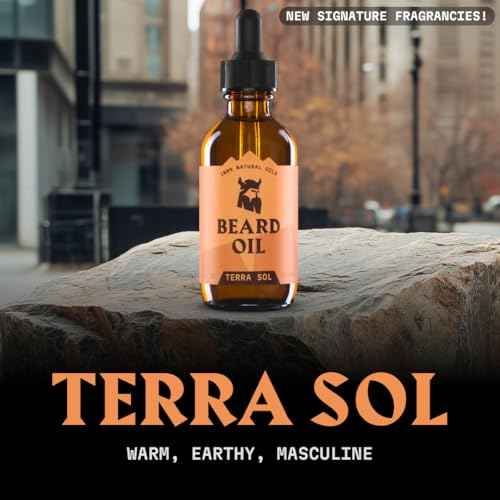 Striking Viking Beard Oil for Men - Naturally Derived Conditioner with Almond, Tea Tree, Argan & Jojoba Oil for Beard Growth, Softening & Moisturizing (2 Fl Oz (Pack of 1), Terra Sol)
