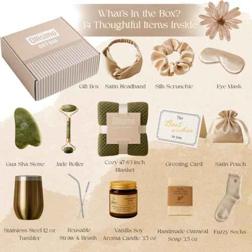 Luxury Gift Basket for Women ? Spa Self Care Kit, Hug in a Box, Get Well Soon Package, Thinking of You Gift, Birthday Box, Relaxing Set, Sympathy Present for Her, Mom, Wife, Sister, Friend