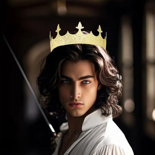 Generic King Crowns Metal Hair Band for Men Gold Crowns and Tiara for Theme Birthday Party Costume Accessories (Gold)