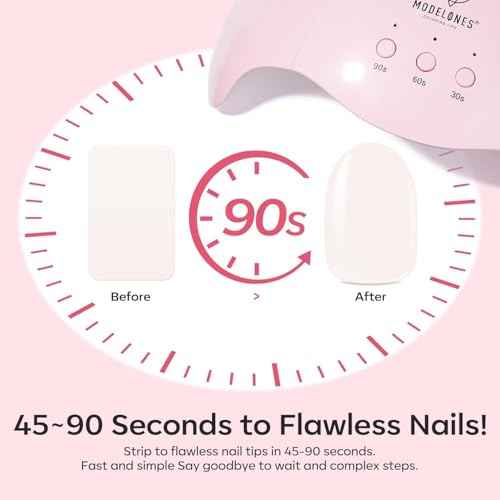 Modelones Semi Cured Gel Nail Strips, 32 Pcs Transparent Crystal Clear Stickers Sheer Gel Polish Strips, Ultra-Glossy, Long Lasting, Nail Wraps U V for Home Nails DIY