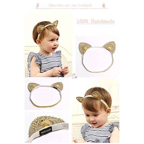 100% Handmade Hand Embroidery Lace Cat Ears Girl Headbands Cute Ears Elastic Hair Clip Hair Accessories