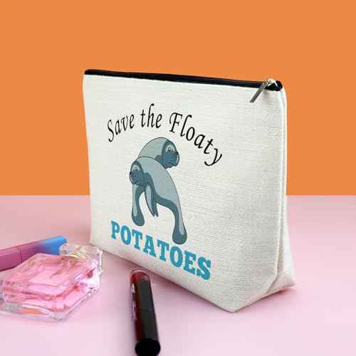 Funny Manatee Gift Manatee Lover Gift for Women Manatee Makeup Bag Sea Animal Lover Gift Friendship Gifts for Manatee Mom Friends Birthday Christmas Gift for Sister Besties Travel Cosmetic Pouch